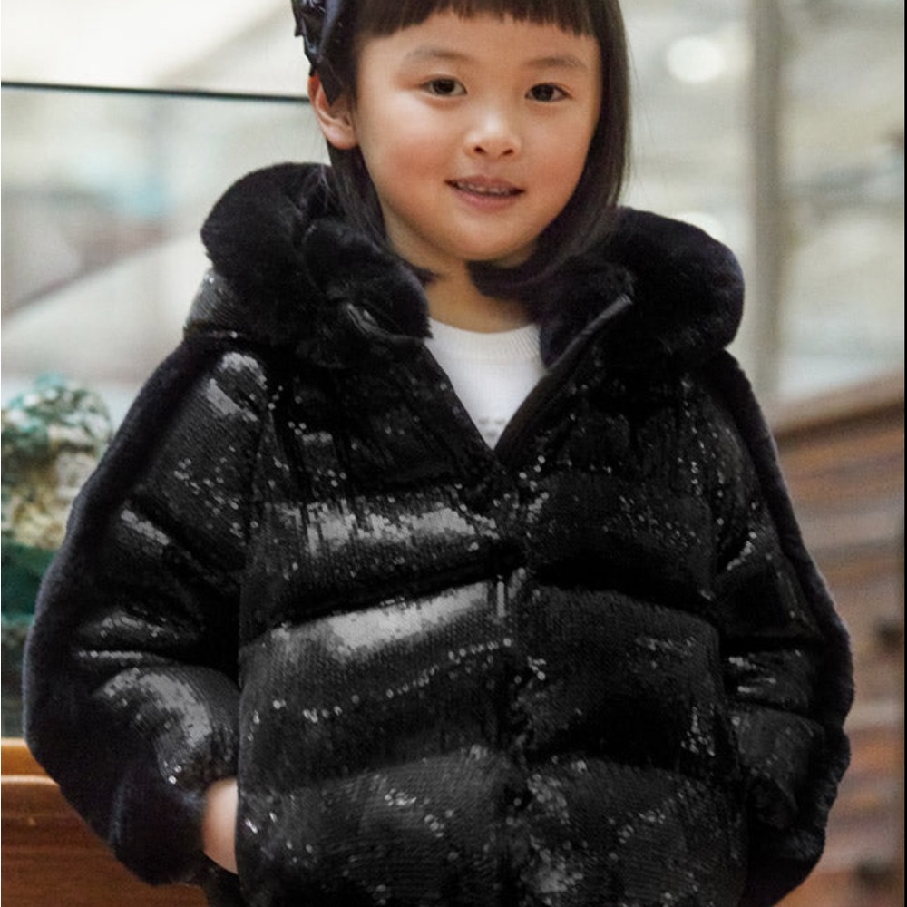 Girls black sequin coat by Abel and Lula NEVER WORN